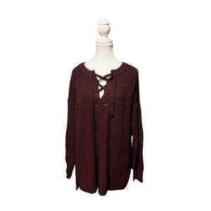 SO lace-up‎ front maroon sweater – size medium